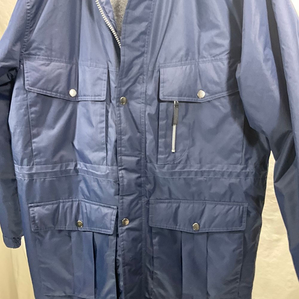 Boulder Creek Navy Blue Winter Parka Fleece Lined Utility Jacket Mens Tall L - Picture 9 of 10